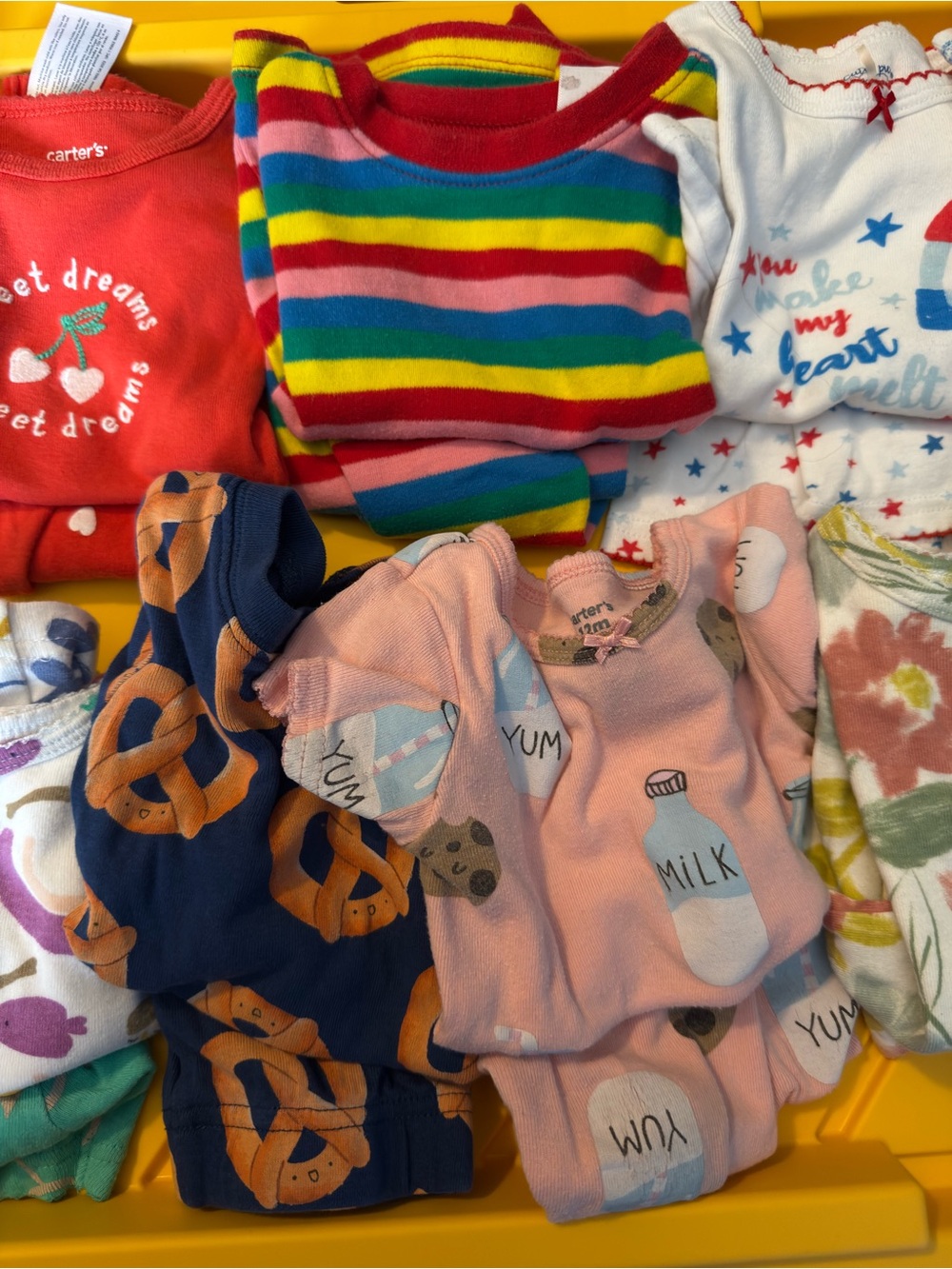 11 pair of Pajamas, Carters, Gap,….. Bundle
